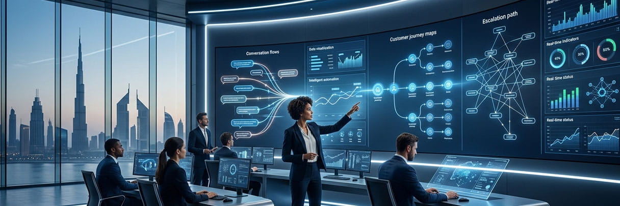 Business team using an AI chatbot for customer support