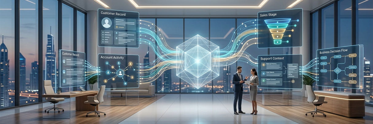 CRM-connected AI assistant for business workflows