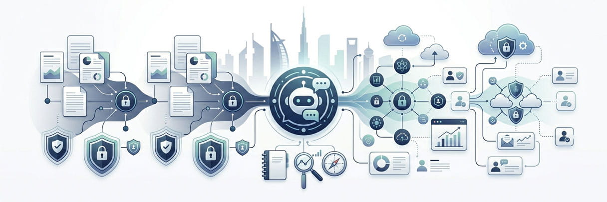 Secure AI chatbot for enterprise data protection and support automation